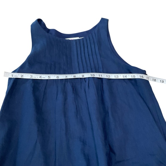 Vineyard Vines Navy Pleated Linen Sleeveless Top Size 6 - Picture 9 of 10